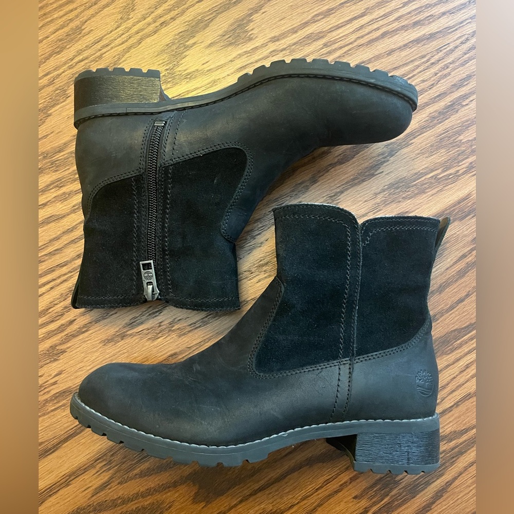 Timberland Bethel Biker Black Waterproof Leather Ankle Boots Size 6